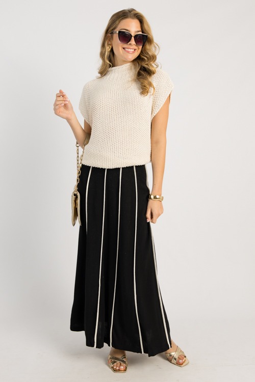Two-Tone Maxi Skirt, Black
