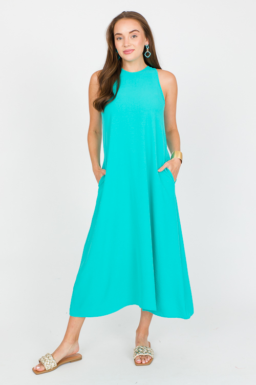 Studded Linked Square Drop, Teal