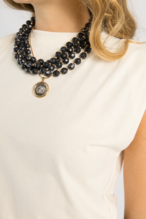Sloan Stone Necklace, Black