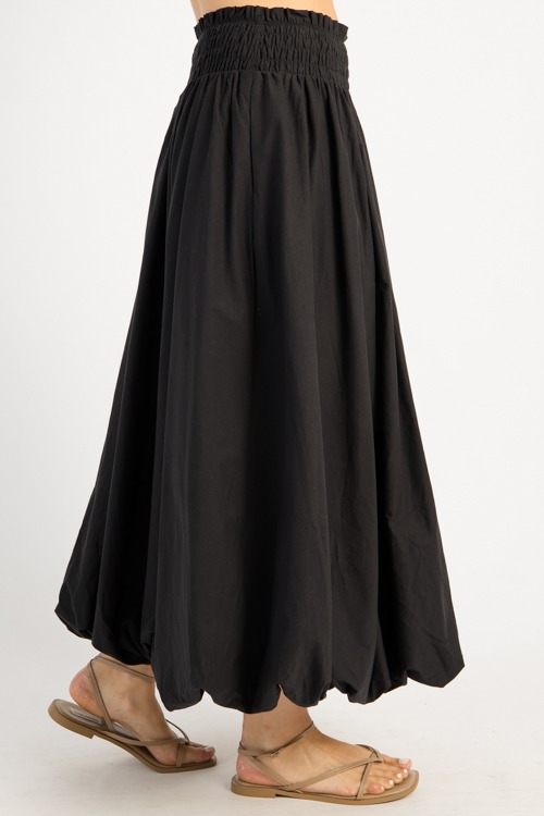 Bubble Hem Maxi Skirt, Black