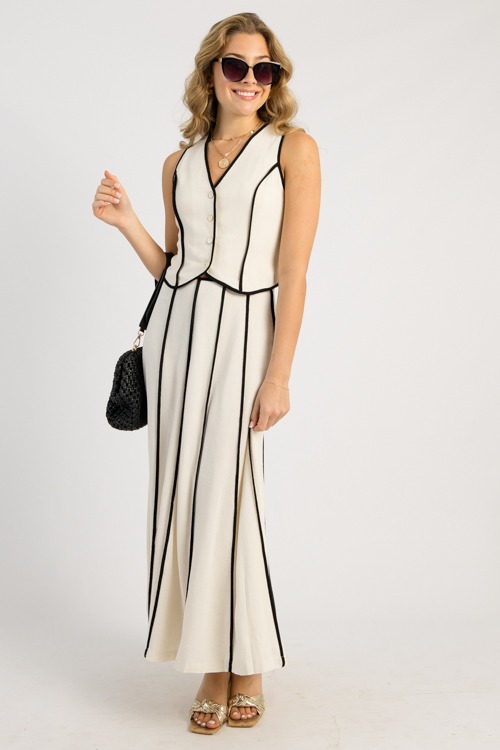 Two-Tone Maxi Skirt, Natural