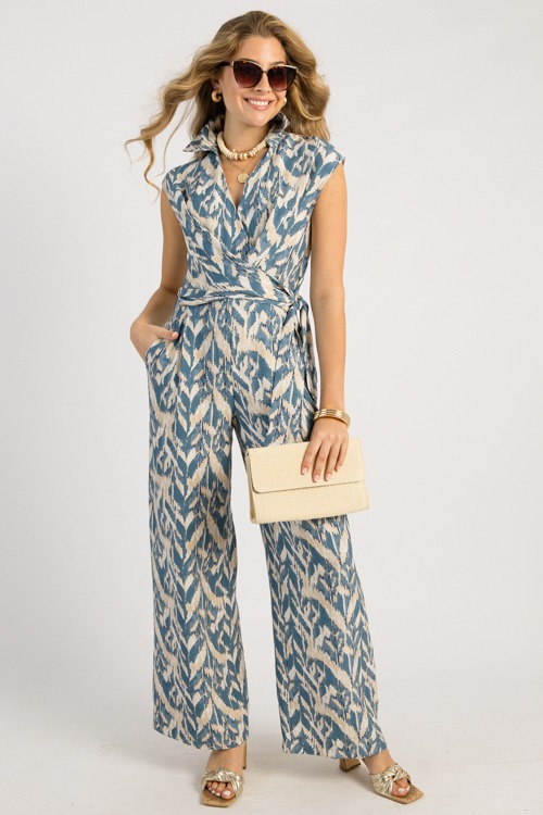 Janine Printed Jumpsuit, Blue