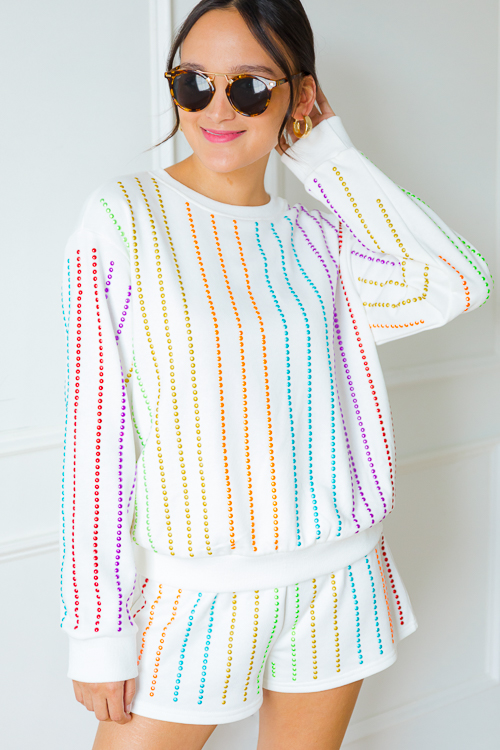 Multi Studded Sweatshirt, White