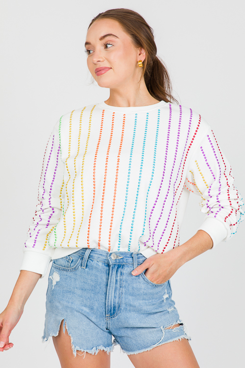Multi Studded Sweatshirt, White