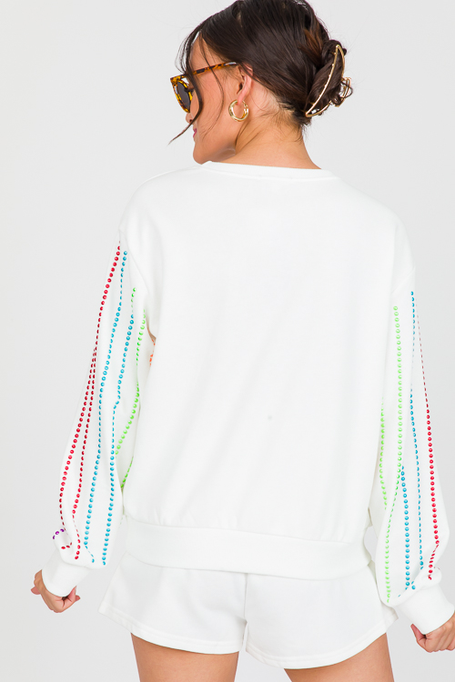 Multi Studded Sweatshirt, White