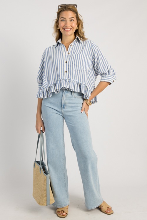 Ruffle Hem Stripe Shirt, Blue - 0505-77h.jpg