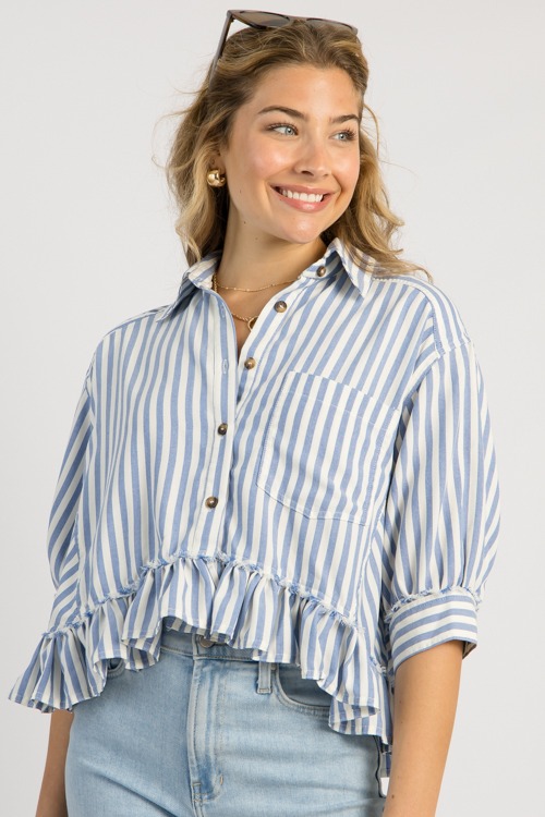 Ruffle Hem Stripe Shirt, Blue - 0505-81.jpg