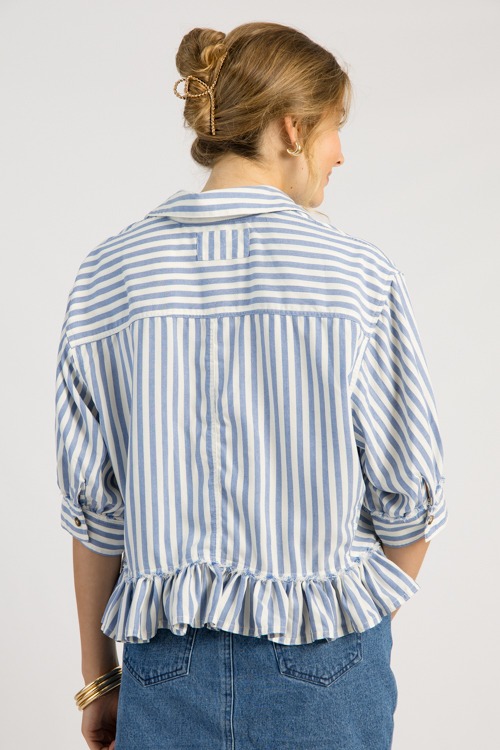 Ruffle Hem Stripe Shirt, Blue - 0505-83.jpg