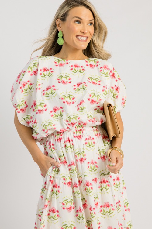 Floral Skirt Set, Cream