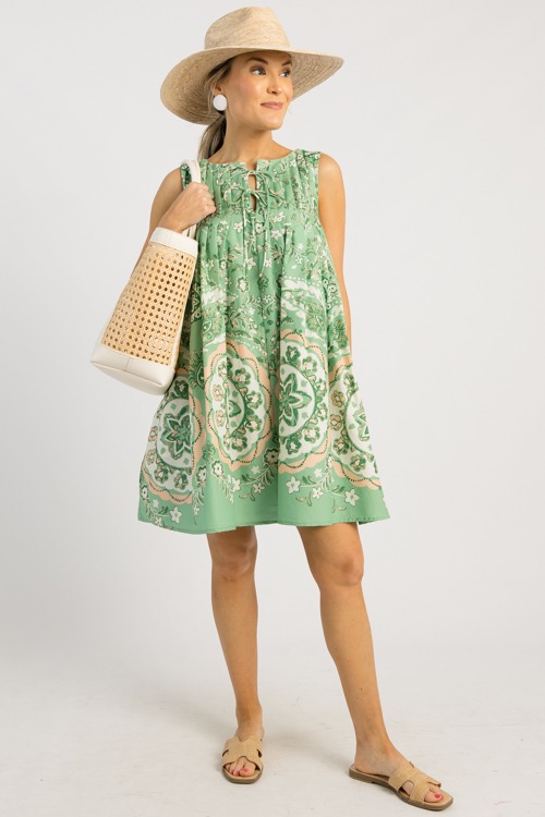 Floral Medallion Dress, Sage