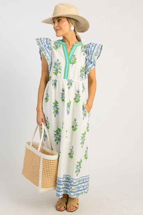 Collins Floral Midi, Off White