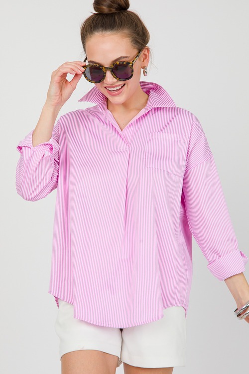 Center Pleat Shirt, Pink Stripe - 0508-104.jpg