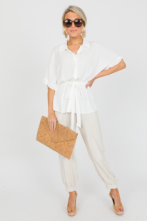 Linen Joggers, Oatmeal