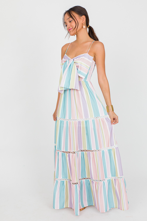 Bow Down Stripe Maxi, Multi