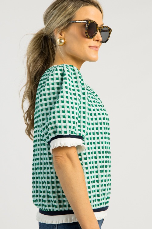 Textured Check Knit Top, Mint - 0508-132h.jpg