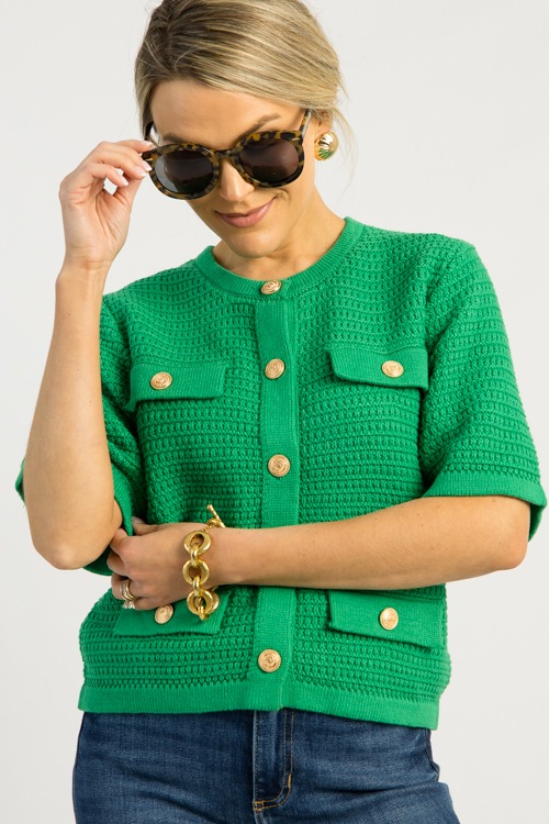 Phoebe Button Sweater, Green