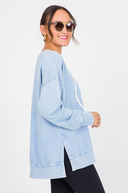 Smiley Sweatshirt, Peri Blue