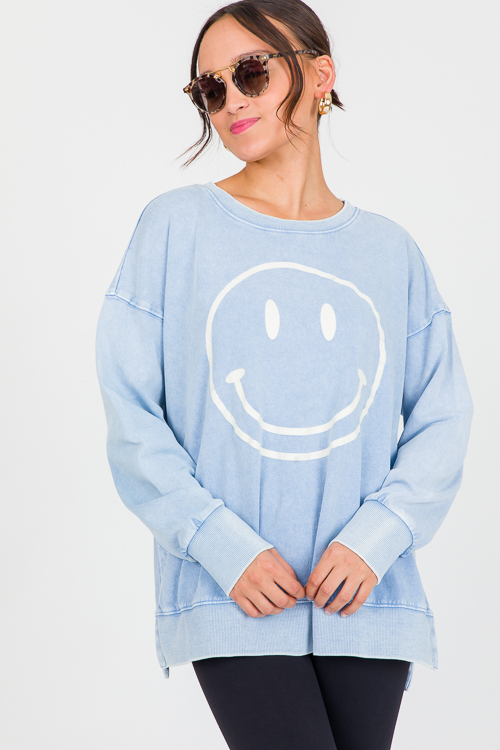 Smiley Sweatshirt, Peri Blue