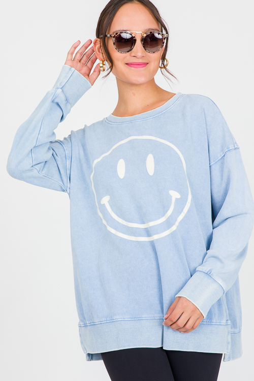Smiley Sweatshirt, Peri Blue