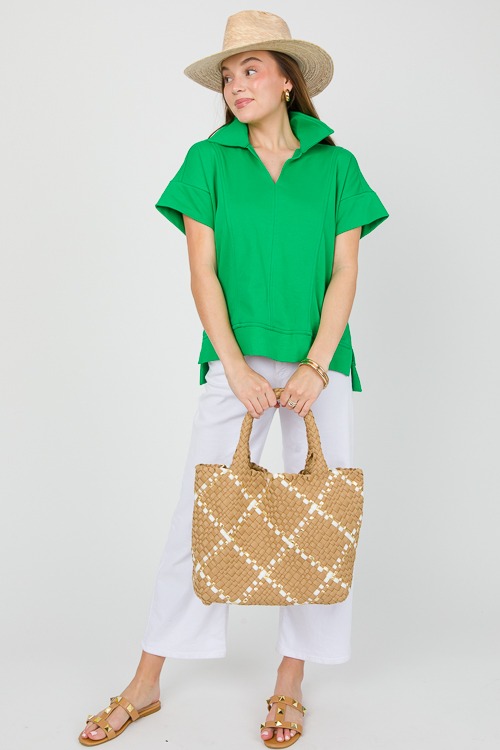Collared Pullover Top, Green