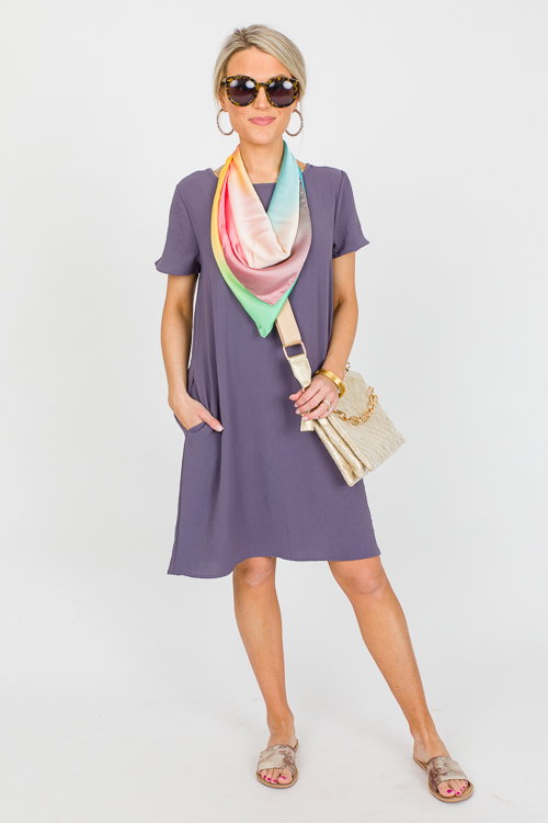 Kelsea Shift Dress, Lilac Gray - Dresses - The Blue Door Boutique