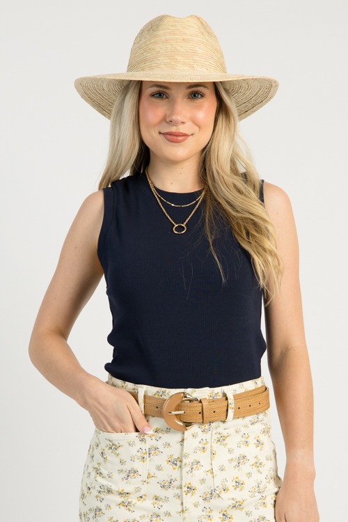 Rib Knit Tank, Midnight Blue