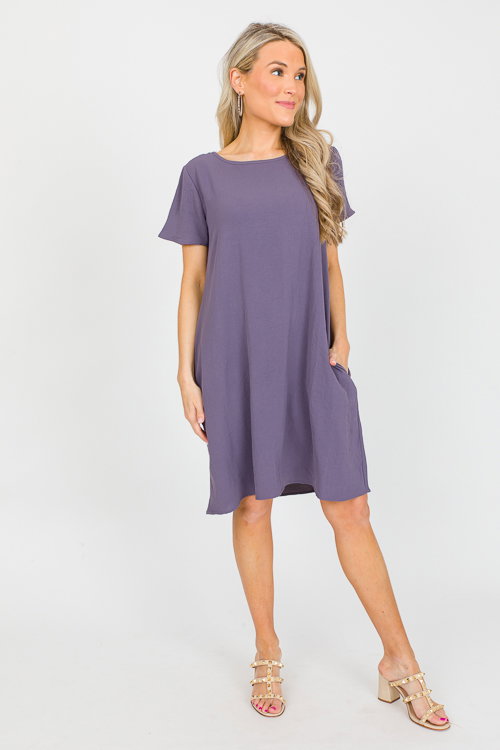 Kelsea Shift Dress, Lilac Gray - Dresses - The Blue Door Boutique