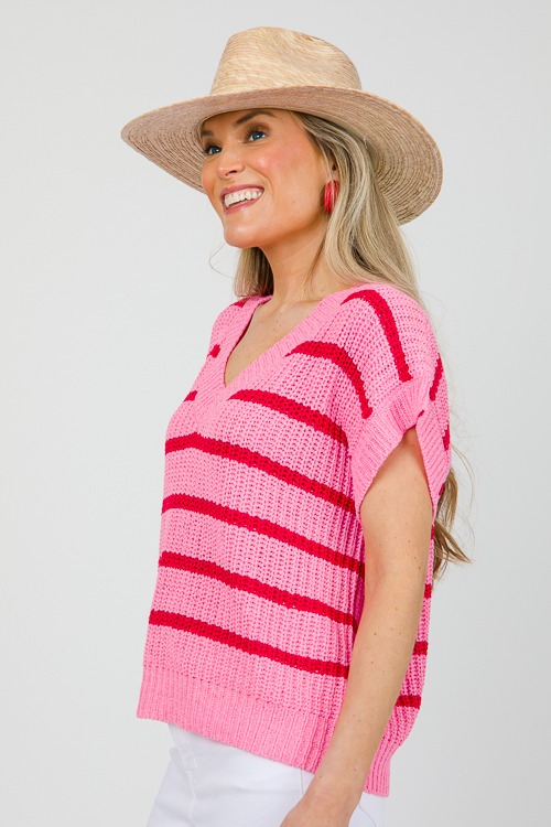 Celine Stripe Sweater, Hot Pink - 0509-101.jpg