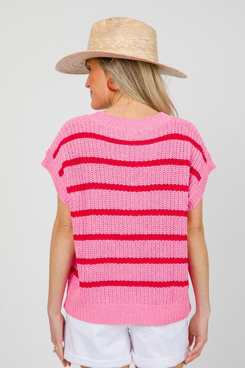 Celine Stripe Sweater, Hot Pink - 0509-102.jpg