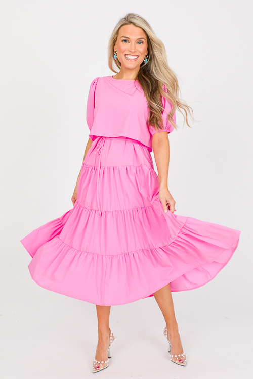 Overlay Tie Belt Midi, Pink