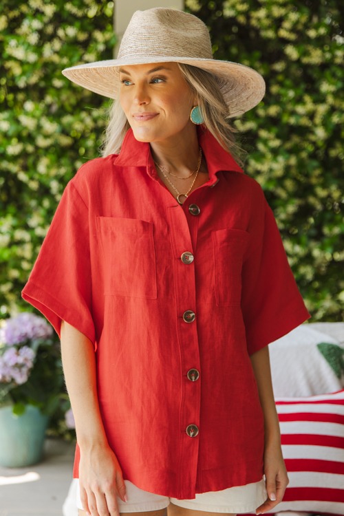 Short Sleeve Linen Shirt, Red - 0509-113-Edit.jpg