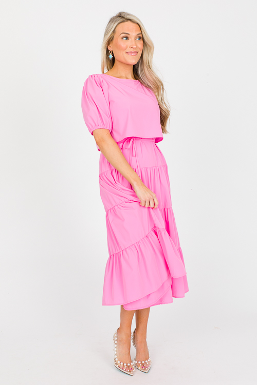 Overlay Tie Belt Midi, Pink