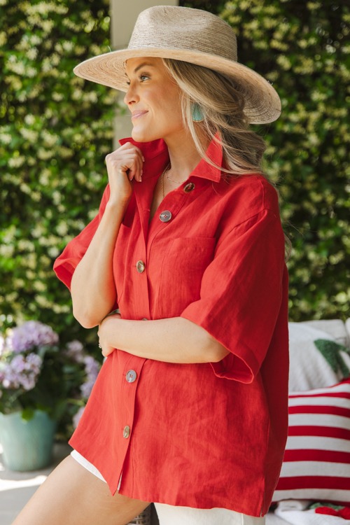 Short Sleeve Linen Shirt, Red - 0509-114-Edit.jpg