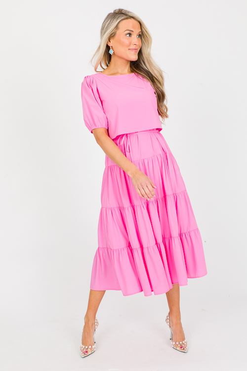 Overlay Tie Belt Midi, Pink