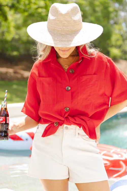 Short Sleeve Linen Shirt, Red - 0509-119-Edit.jpg