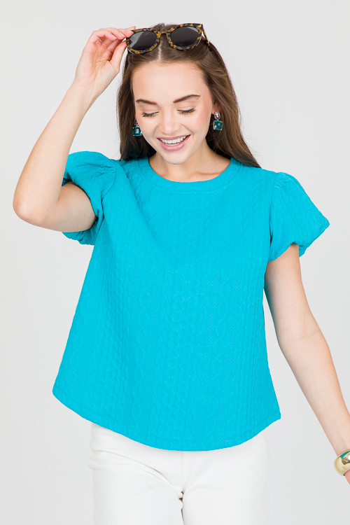Texture Knit Top, Blue