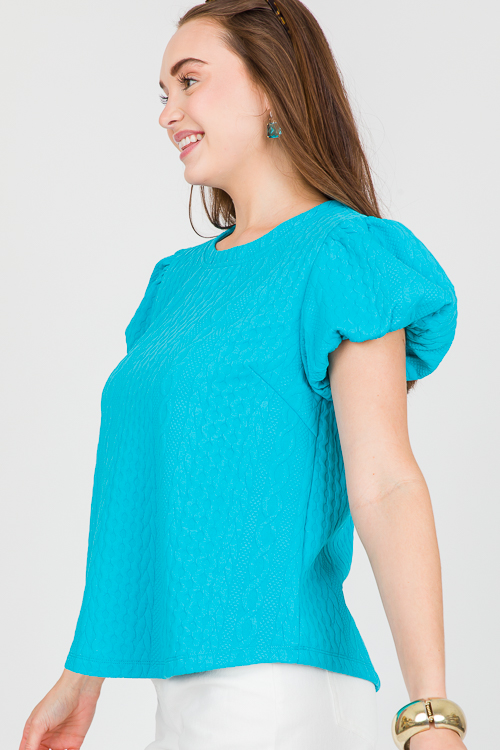 Texture Knit Top, Blue