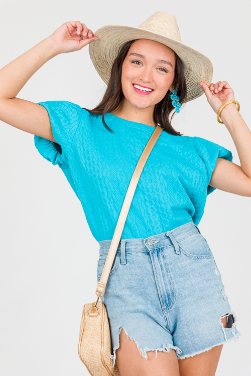 Texture Knit Top, Blue
