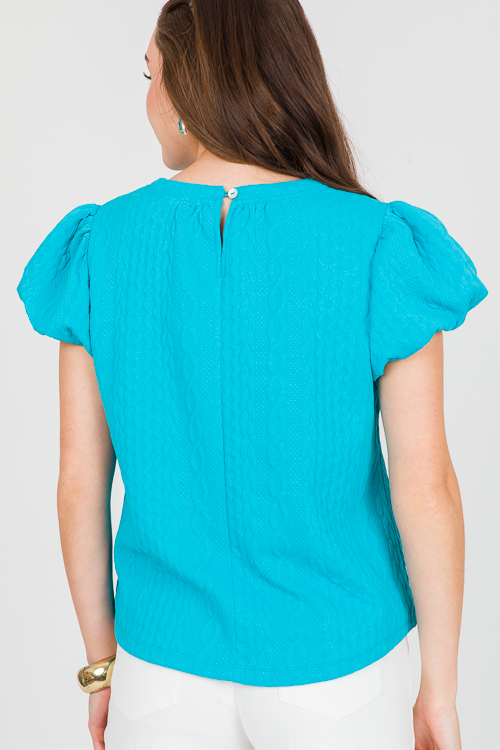 Texture Knit Top, Blue