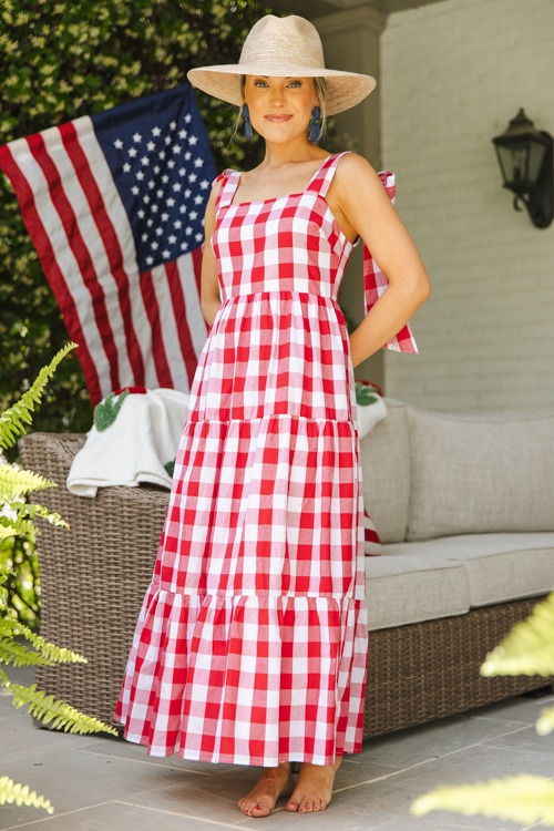 Tie Strap Check Midi, Red - 0509-211.jpg