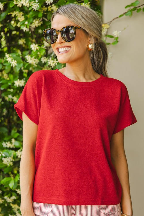 Round Neck Knit Top, Red - 0509-226.jpg