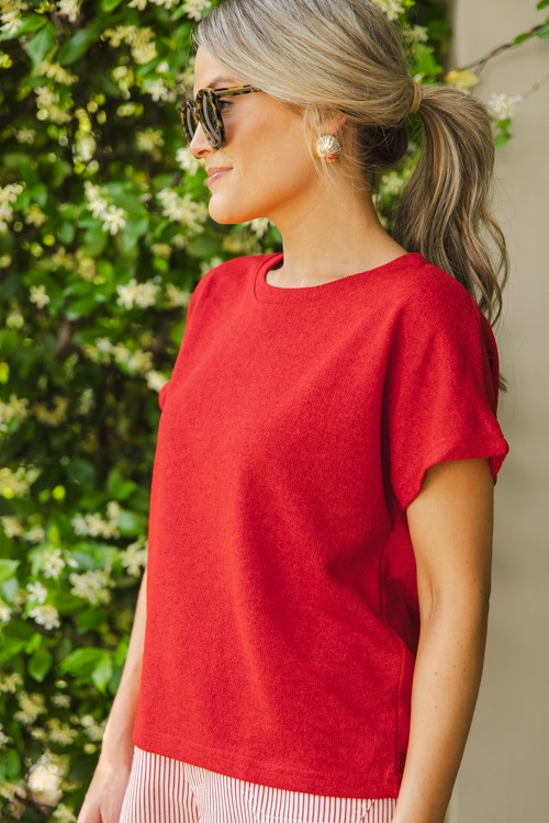 Round Neck Knit Top, Red - 0509-227.jpg
