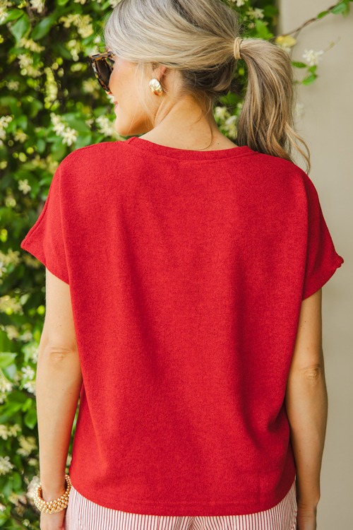 Round Neck Knit Top, Red - 0509-228.jpg
