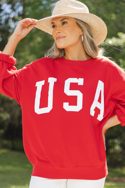 USA Graphic Sweatshirt, Red