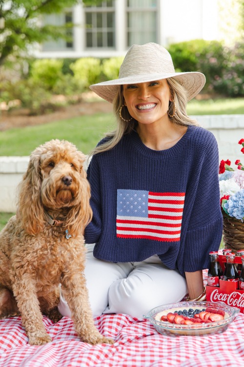 Flag Half Sleeve Sweater, Navy - 0509-297.jpg