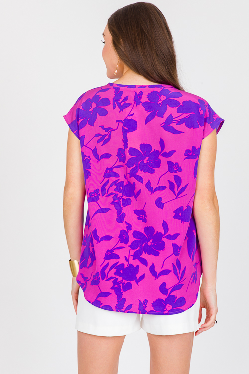 Blooming V Blouse, Purple Mix