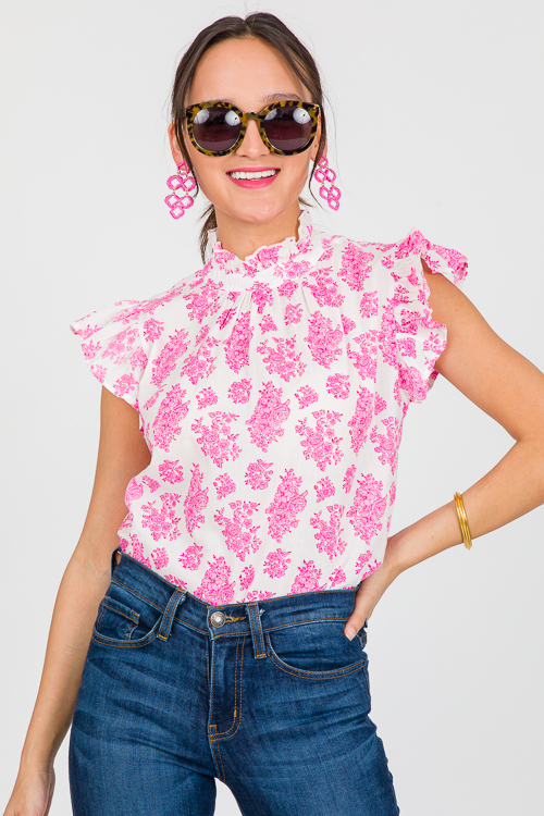 Clea Floral Top, Pink