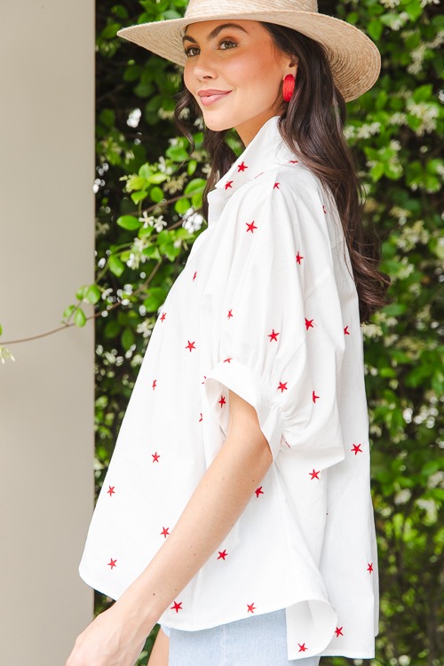 Starry Eyed Shirt, White/Red