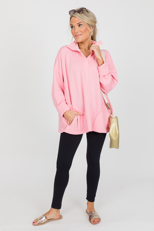 Pop Collar Pullover, Pink