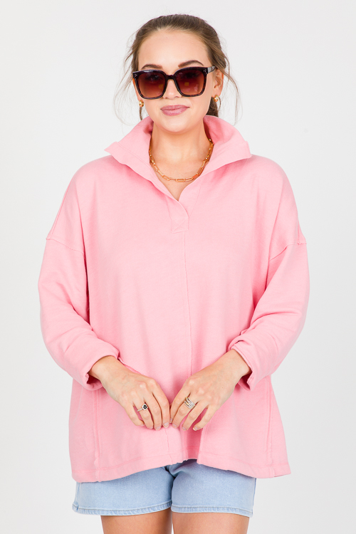 Pop Collar Pullover, Pink